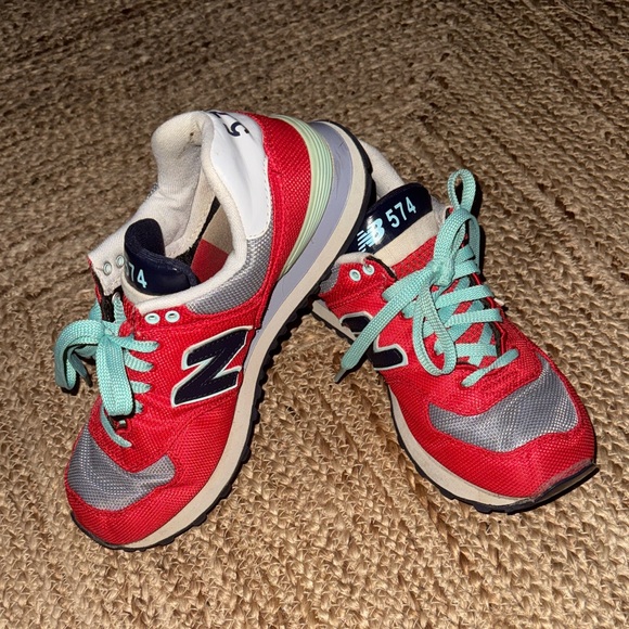 New Balance Red and Gray Athletic Shoes - Picture 1 of 6